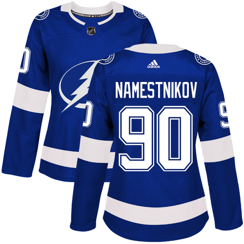 Adidas Tampa Bay Lightning #90 Vladislav Namestnikov Blue Home Authentic Women Stitched NHL Jersey